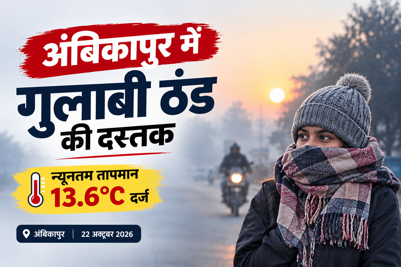 गुलाबी ठंड से ठिठुरने लगा अंबिकापुर